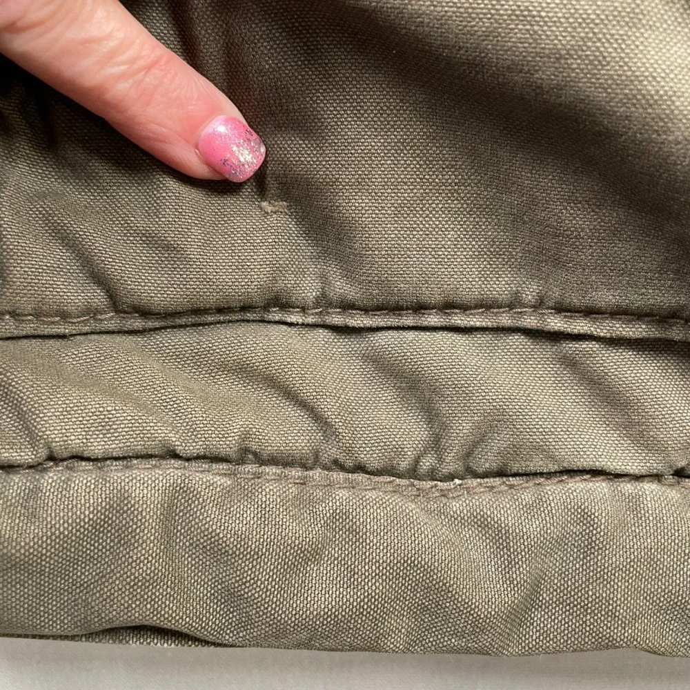 American Eagle Men XXL Faux Fur Lined Field Jacket Olive Green Hooded Parka Coat